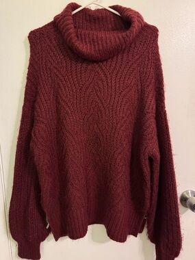 Women's Turtleneck Sweater in Deep Burgundy